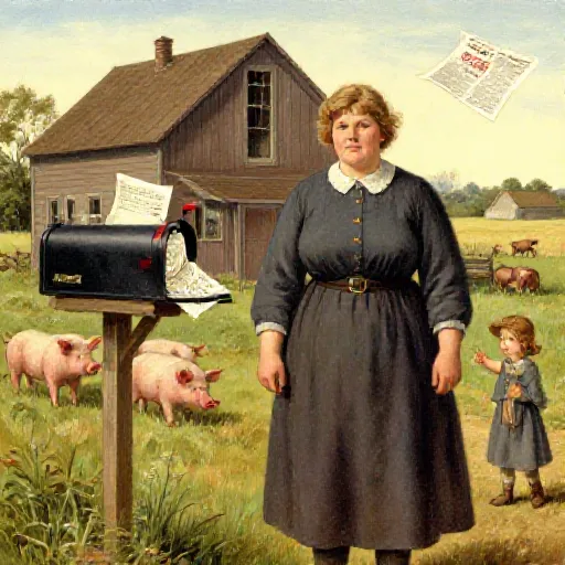 Belle's Farm for Lonely Hearts - Belle Gunness, illustrated children's book style