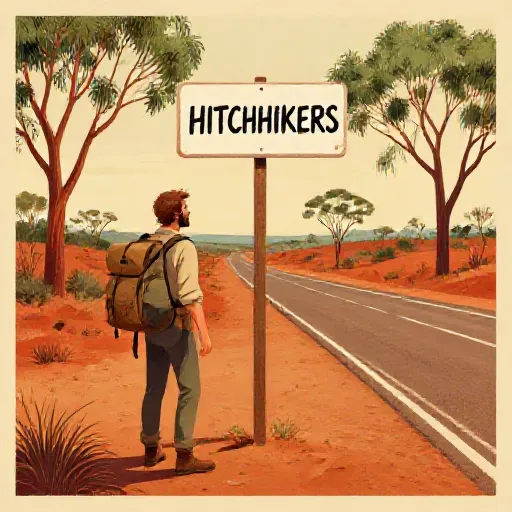 The Helpful Hitchhiker - Ivan Milat, illustrated children's book style