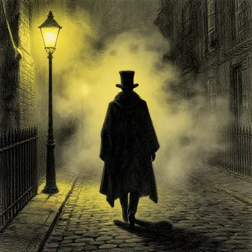 The Whitechapel Shadow - Jack the Ripper, illustrated children's book style